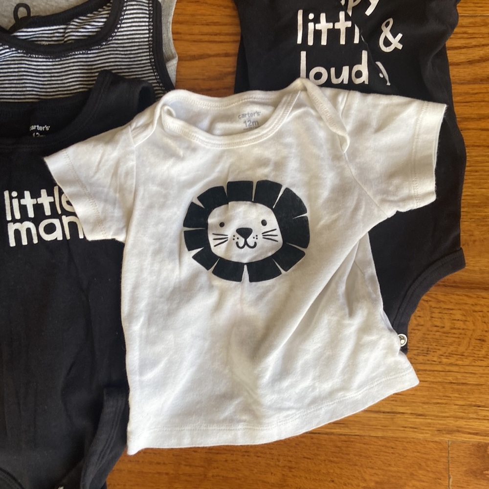 Carters Baby Bundle 12 Month Spring Summer Unisex Black Gray White - Picture 3 of 7